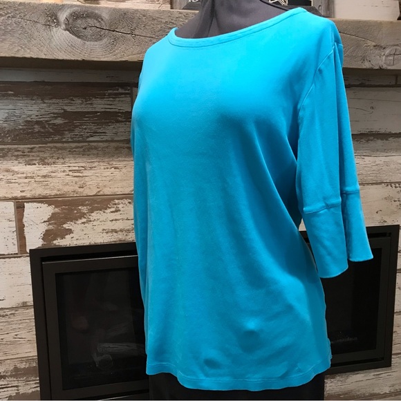 CJ Banks Teal Knit Top, 2X, 3/4 Sleeve - Picture 6 of 9